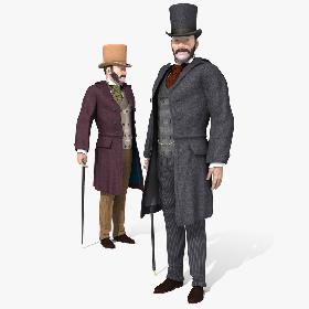 Victorian Gent - Rigged - one model 2 versions 3D model